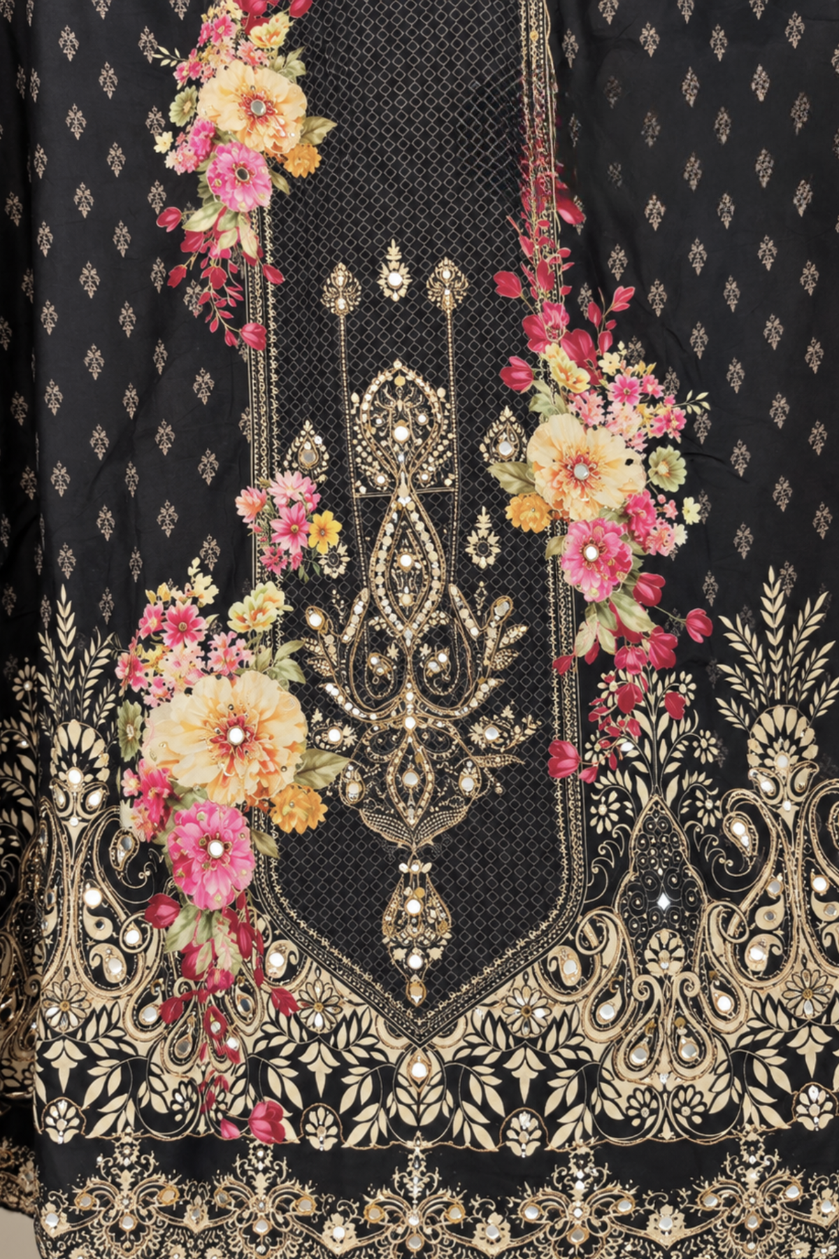 Noor-e-Karachi Muslin Suit With Mirror Work
