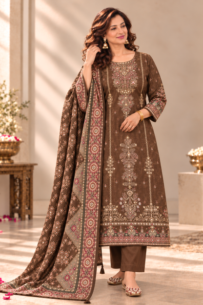 Noor Karachi Muslin Suit With Aari Work