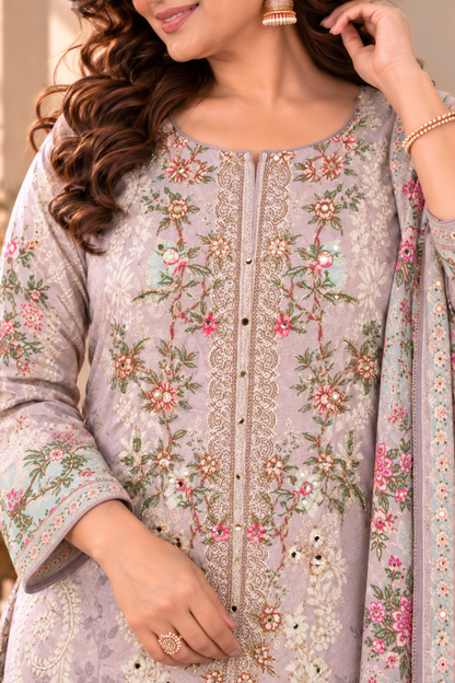 Noor Karachi Muslin Suit With Aari Work