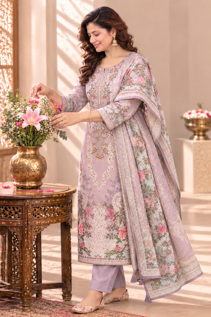 Noor Karachi Muslin Suit With Aari Work