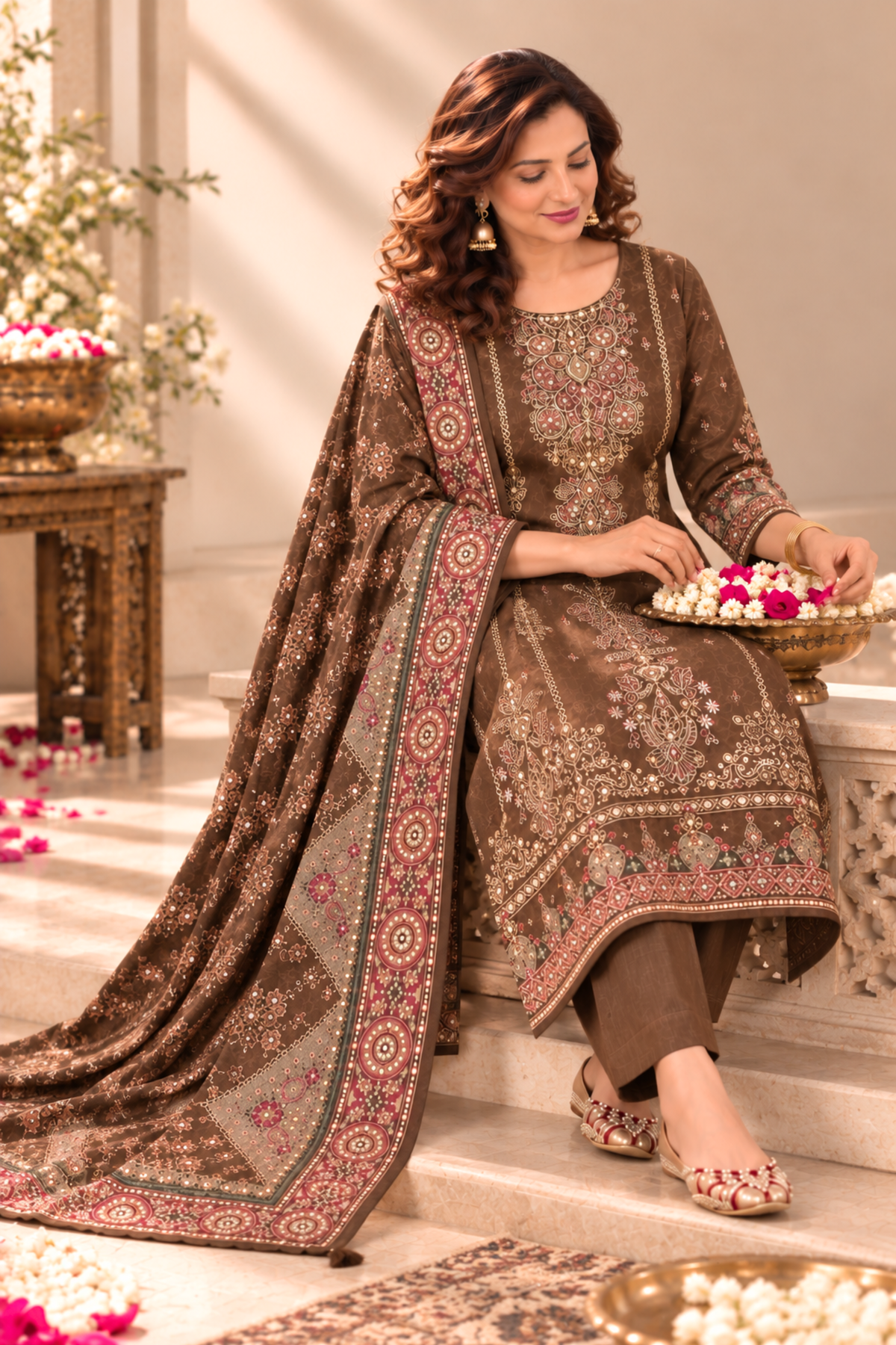 Noor Karachi Muslin Suit With Aari Work