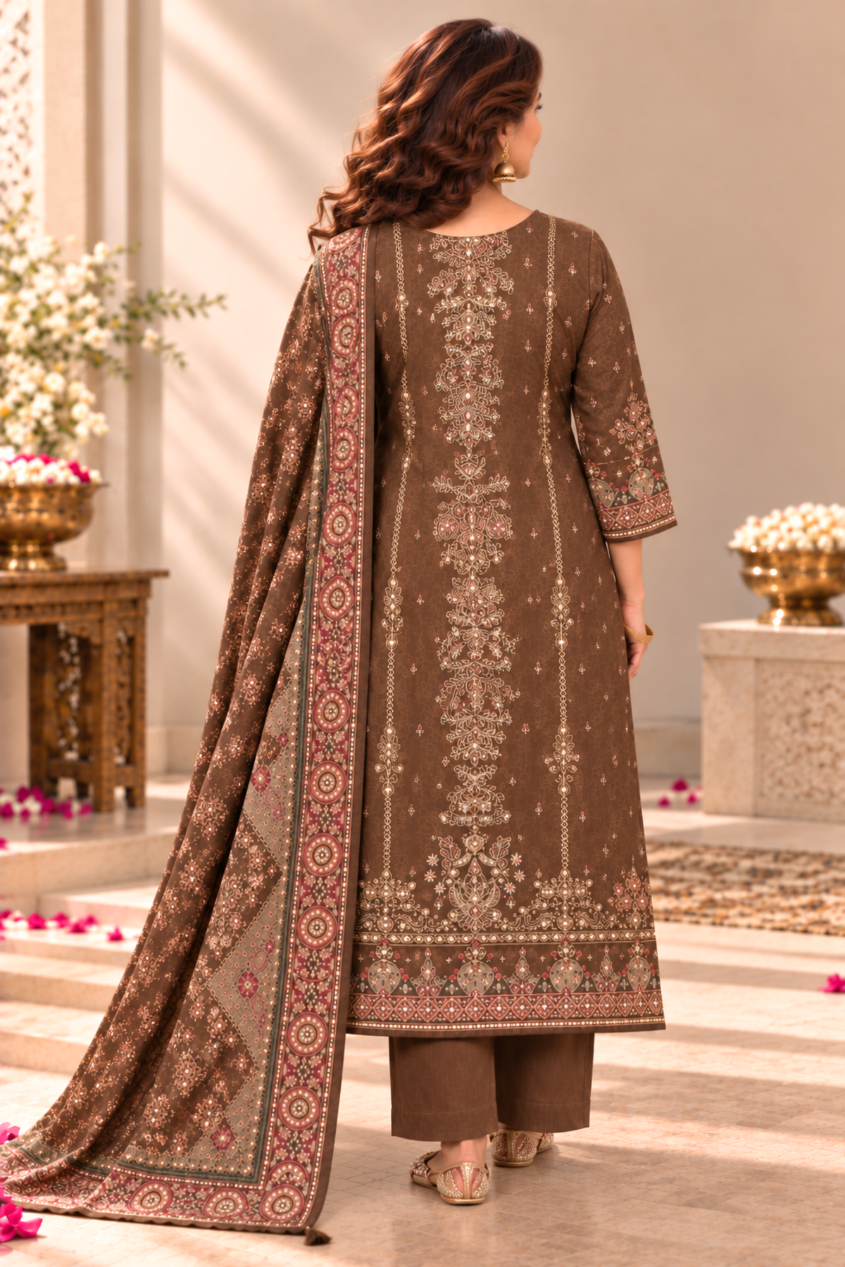 Noor Karachi Muslin Suit With Aari Work