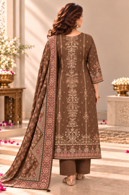 Noor Karachi Muslin Suit With Aari Work