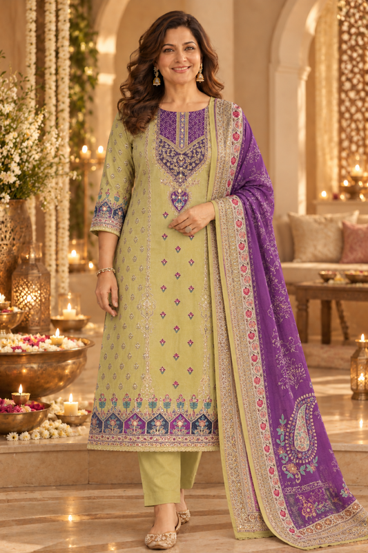 Noorain Karachi Muslin Suit with Aari Work