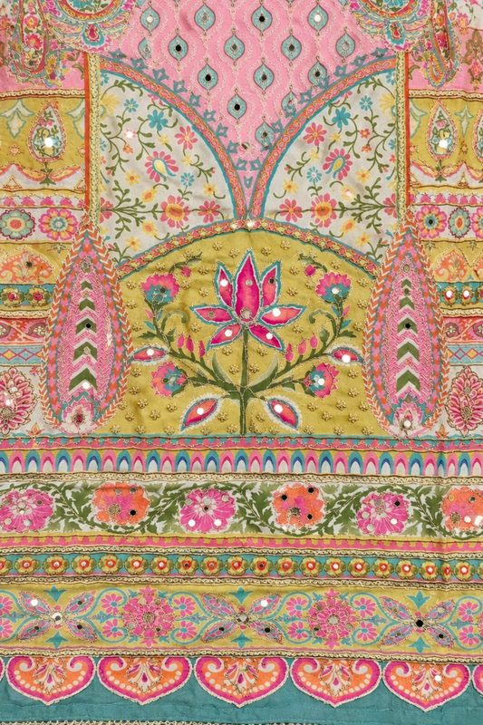 Farheen Karachi Muslin Suit With Mirror Work