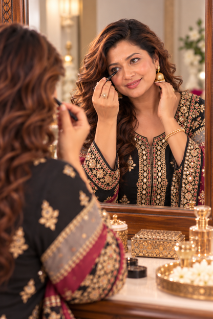 Nusrat Karachi Muslin Suit With Aari Work