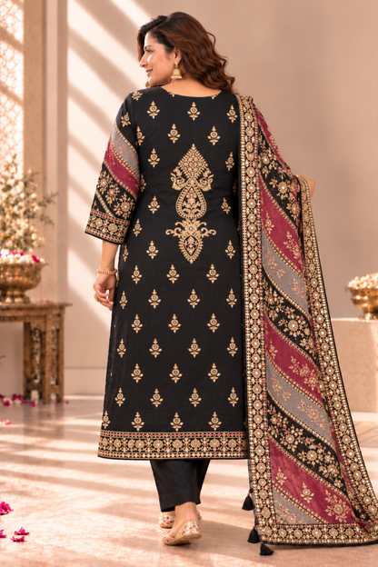 Nusrat Karachi Muslin Suit With Aari Work