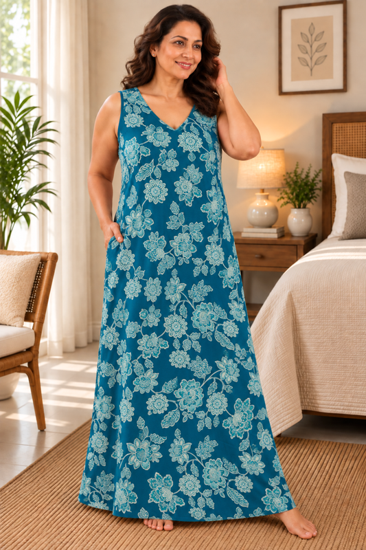 Teal Whimsy Rayon Night Gown
