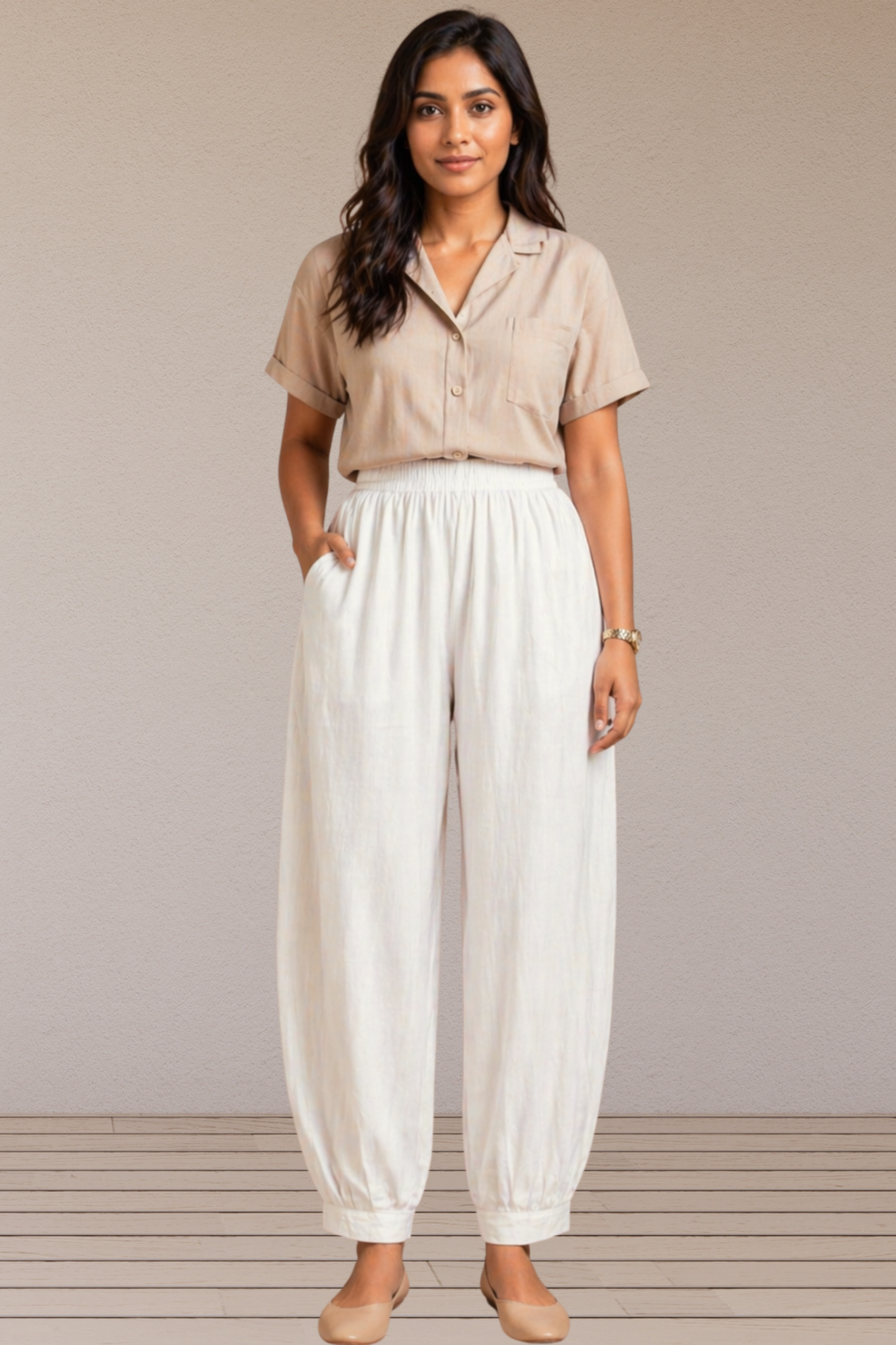 Off White Cotton Afghani Pants