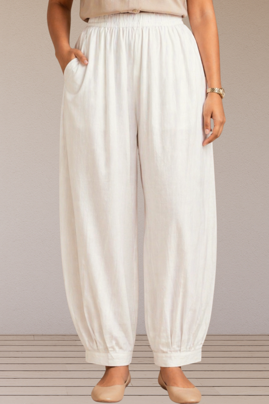 Off White Cotton Afghani Pants