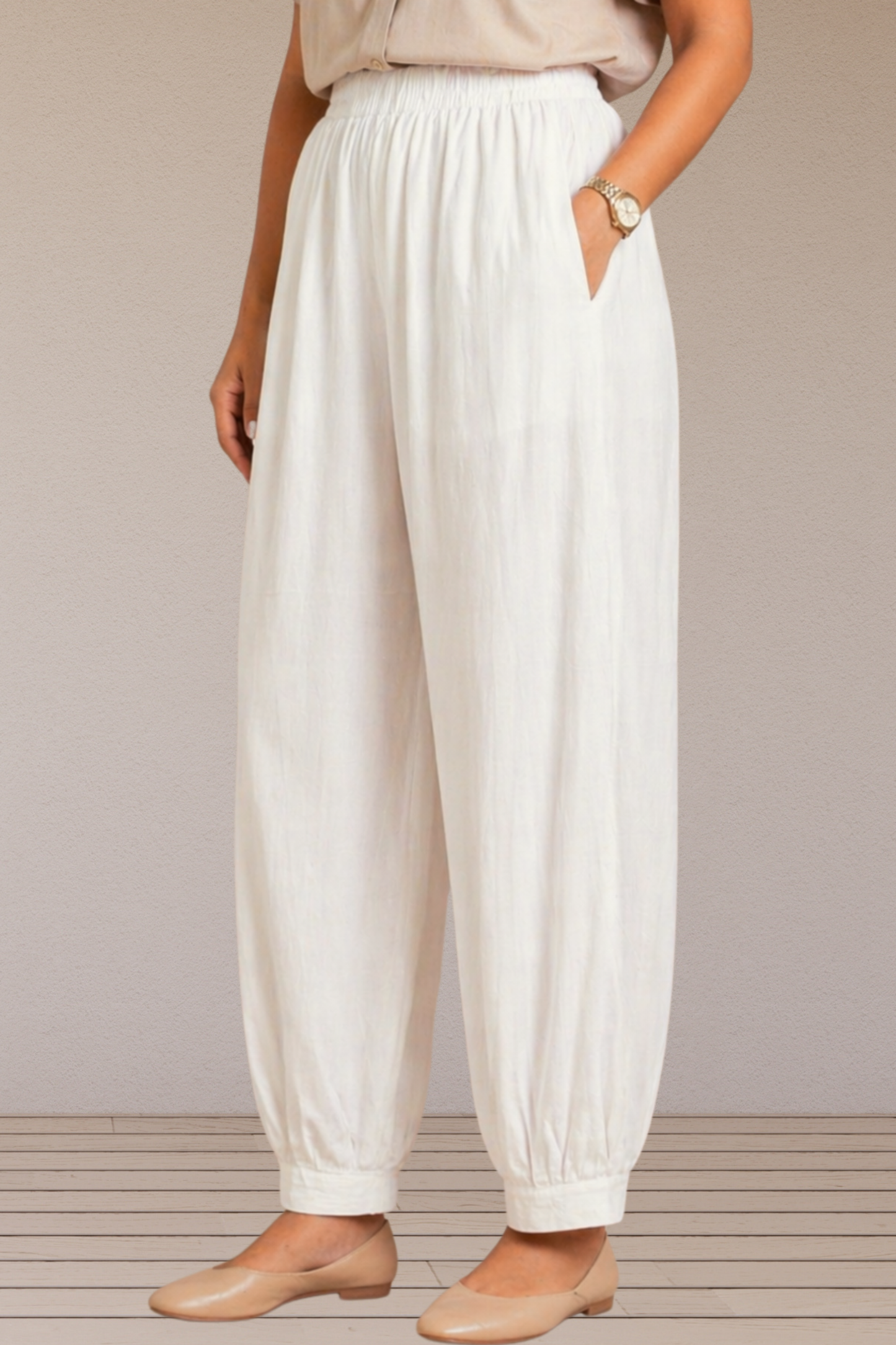 Off White Cotton Afghani Pants