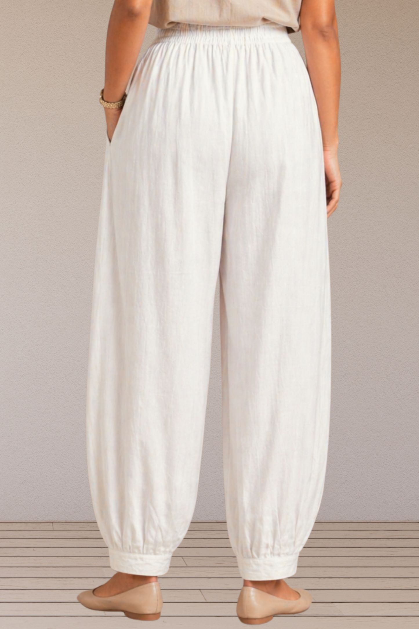Off White Cotton Afghani Pants