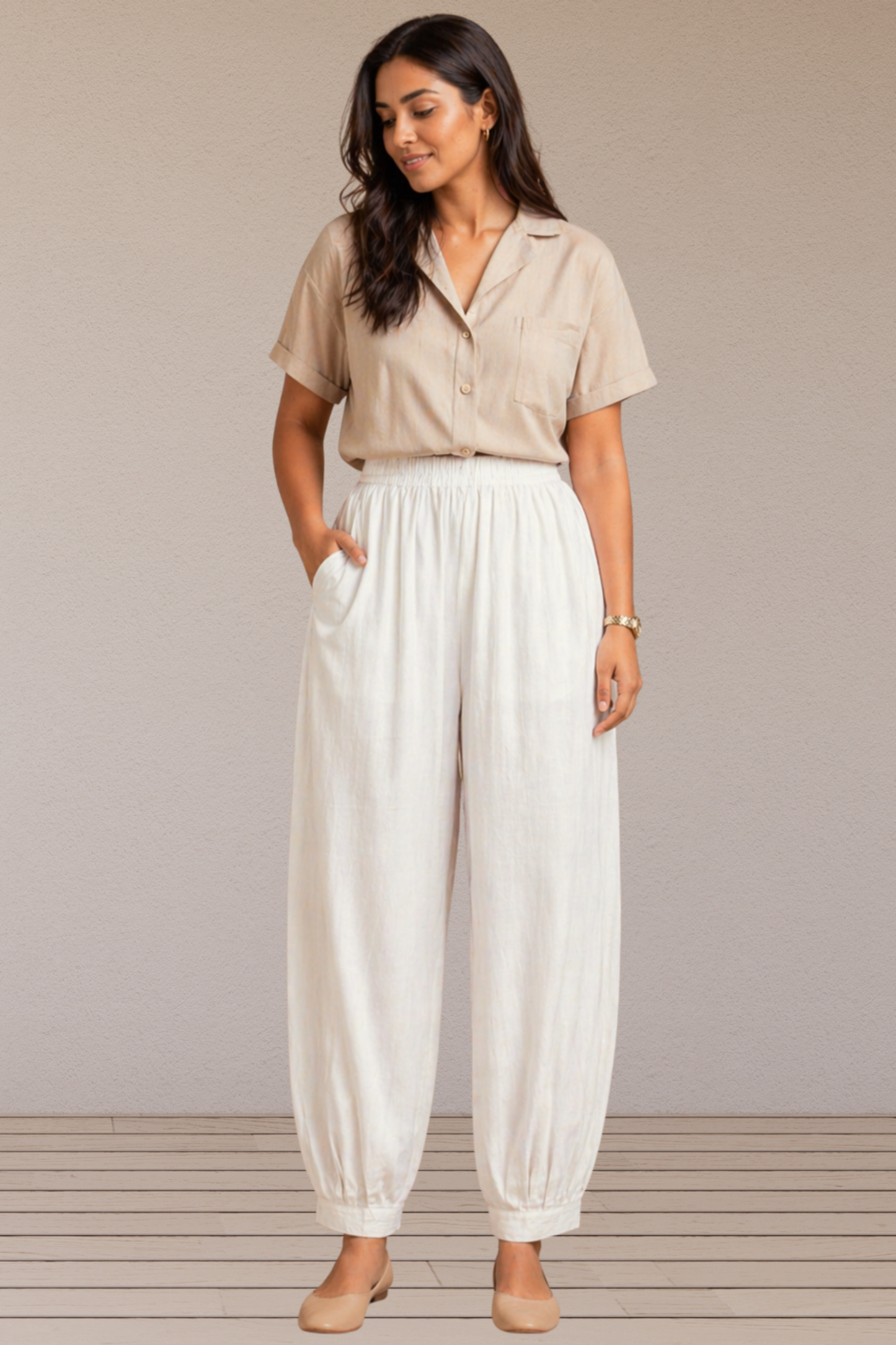Off White Cotton Afghani Pants