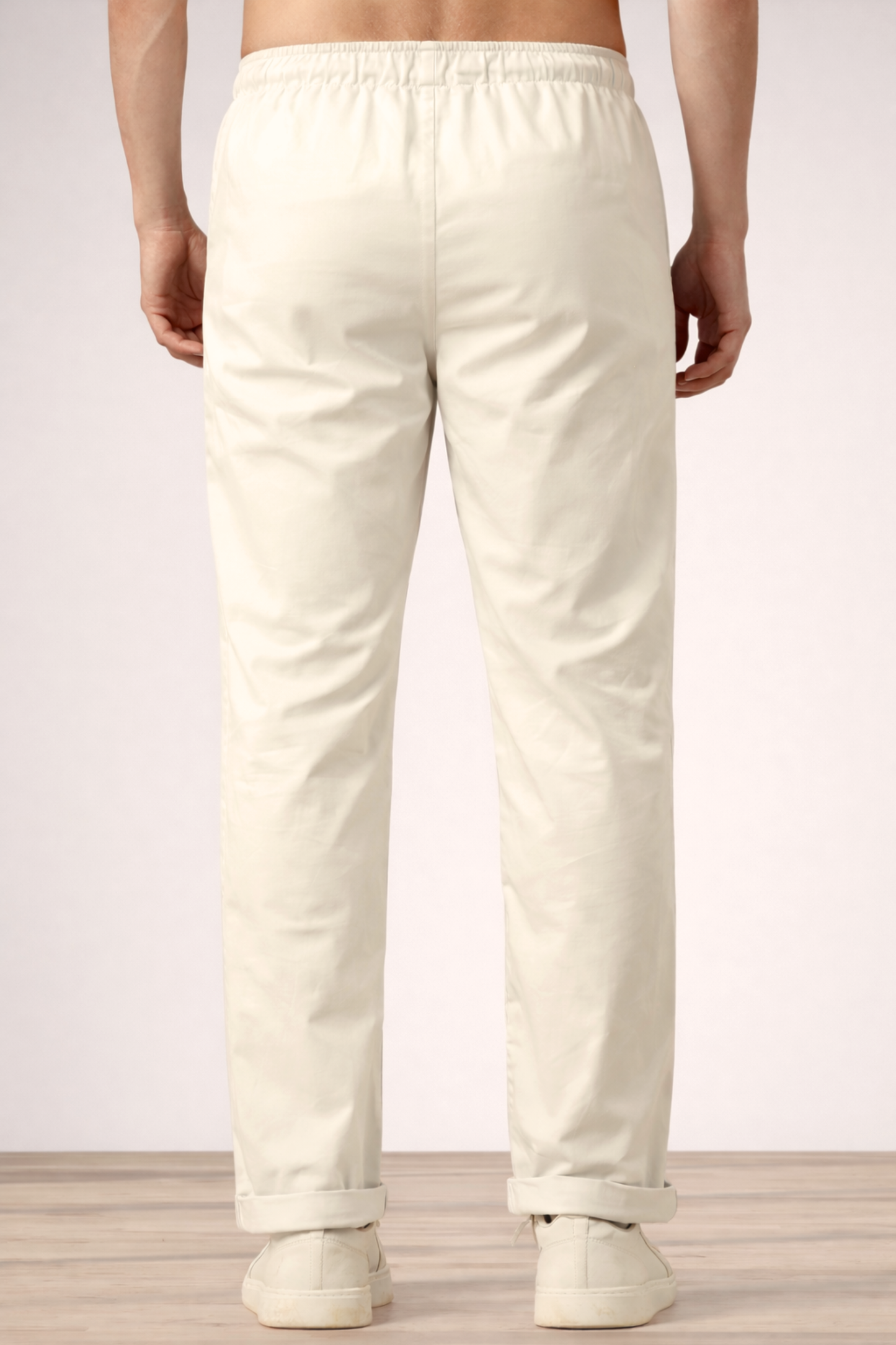 Off White Cotton Cargo Pants - 2 Pocket