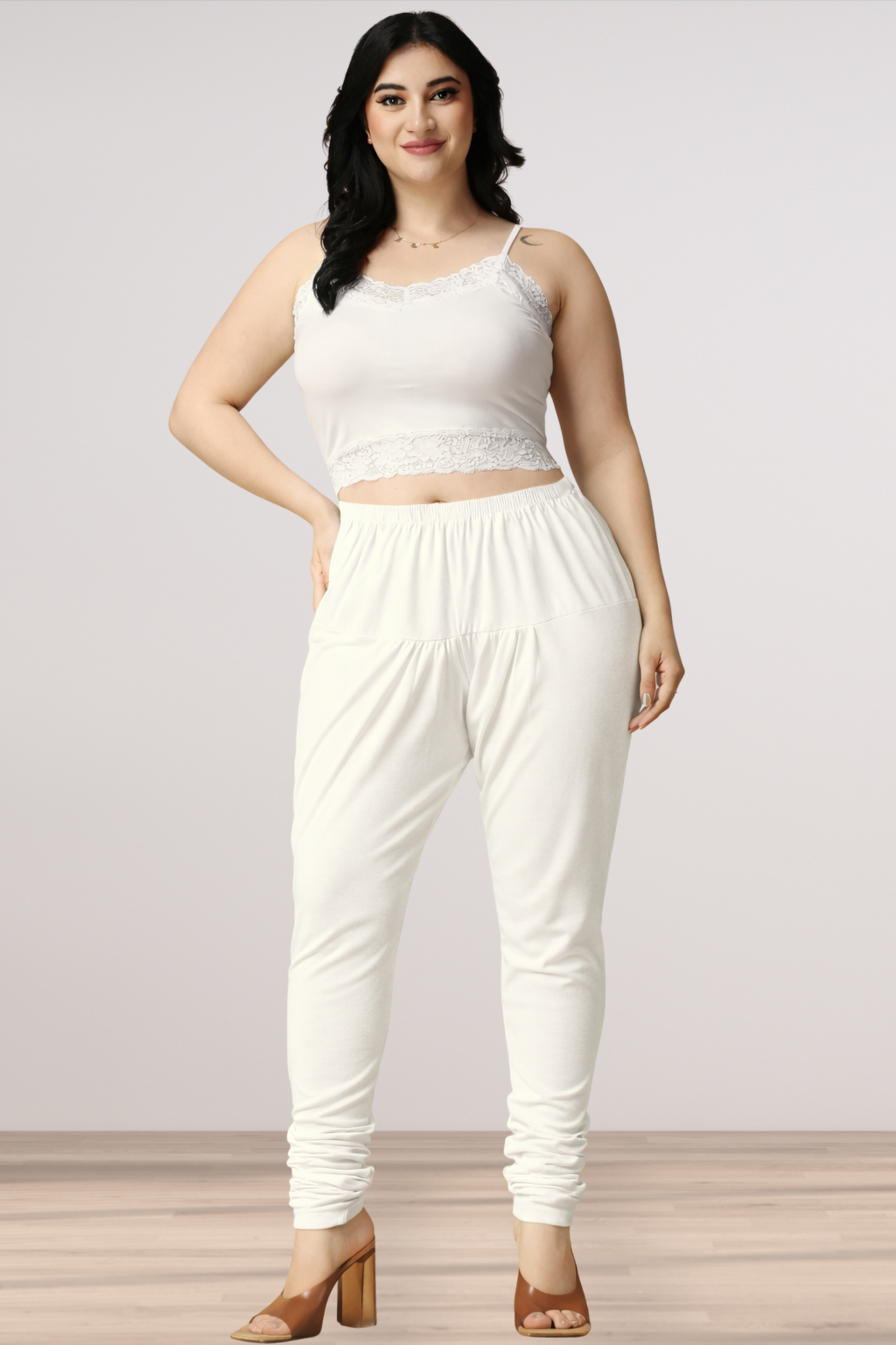 Off White Cotton Churidar Pants