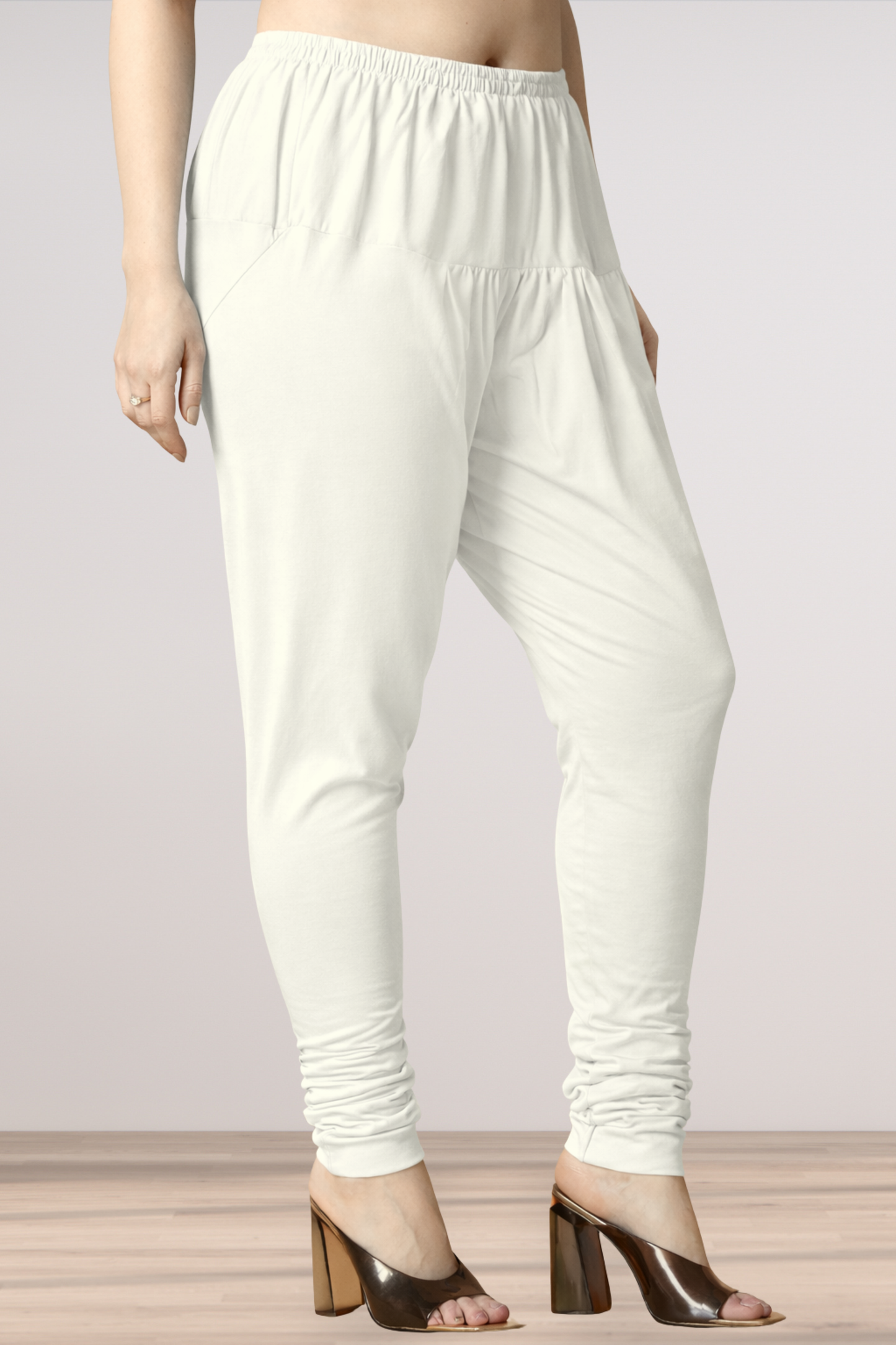 Off White Cotton Churidar Pants