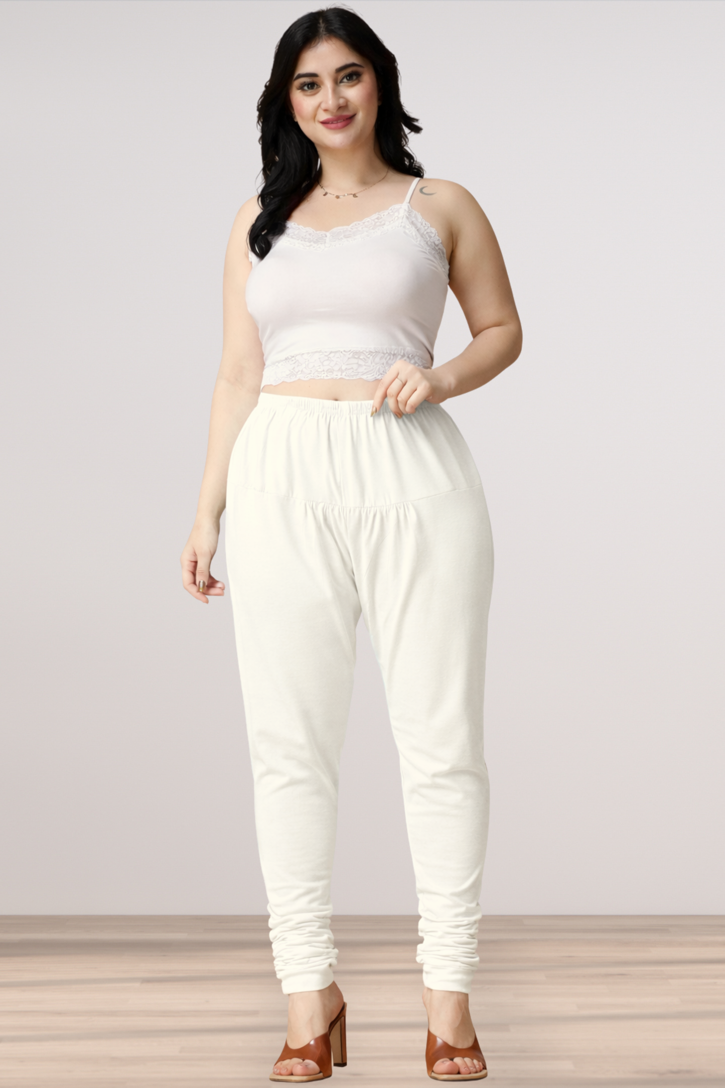 Off White Cotton Churidar Pants