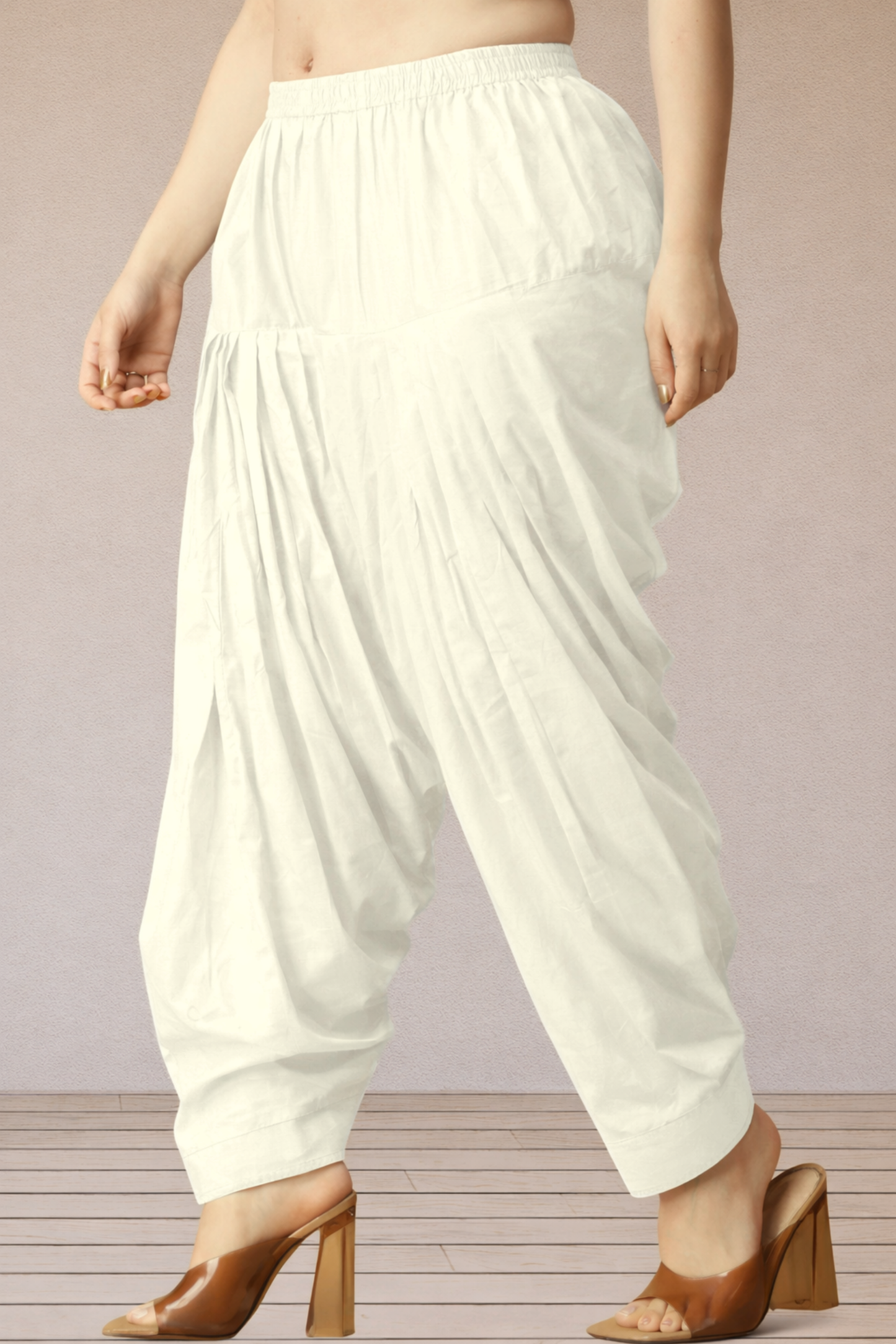 Off White Cotton Patiala Salwar Pants