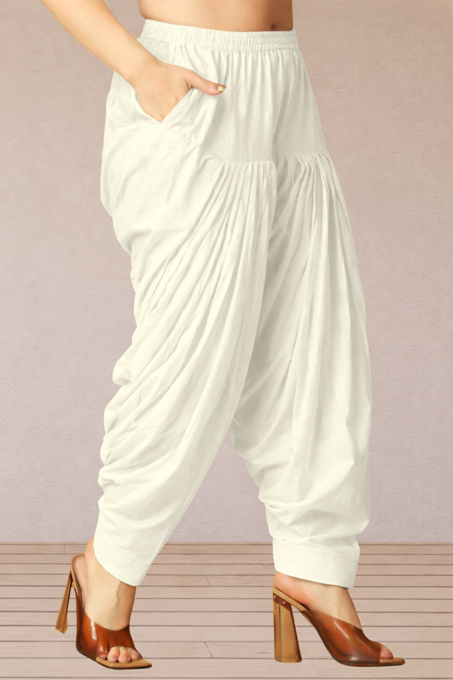 Off White Cotton Patiala Salwar Pants