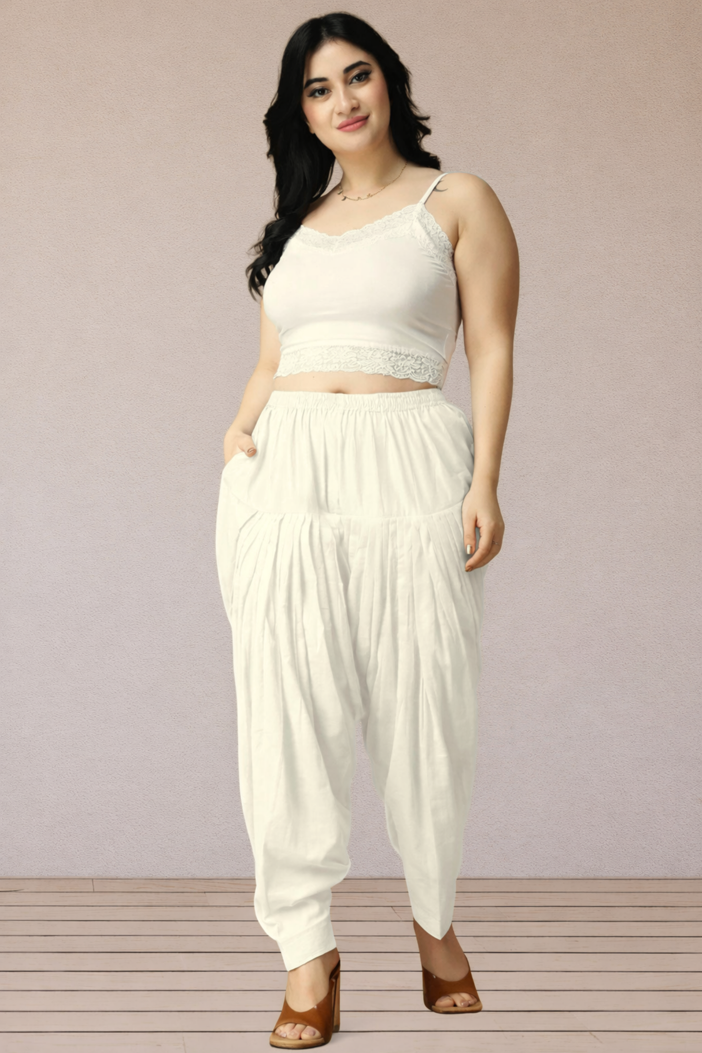 Off White Cotton Patiala Salwar Pants