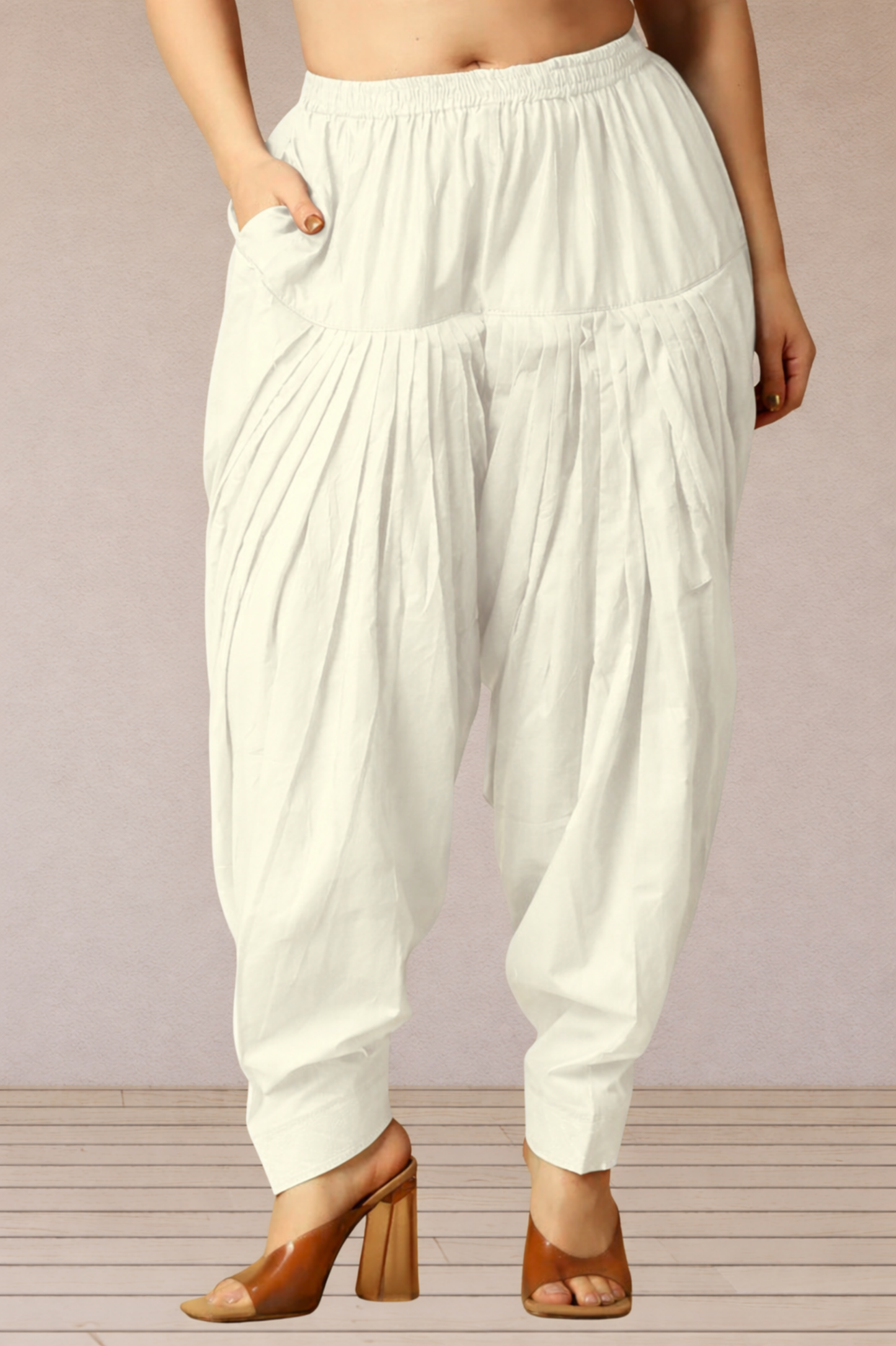 Off White Cotton Patiala Salwar Pants