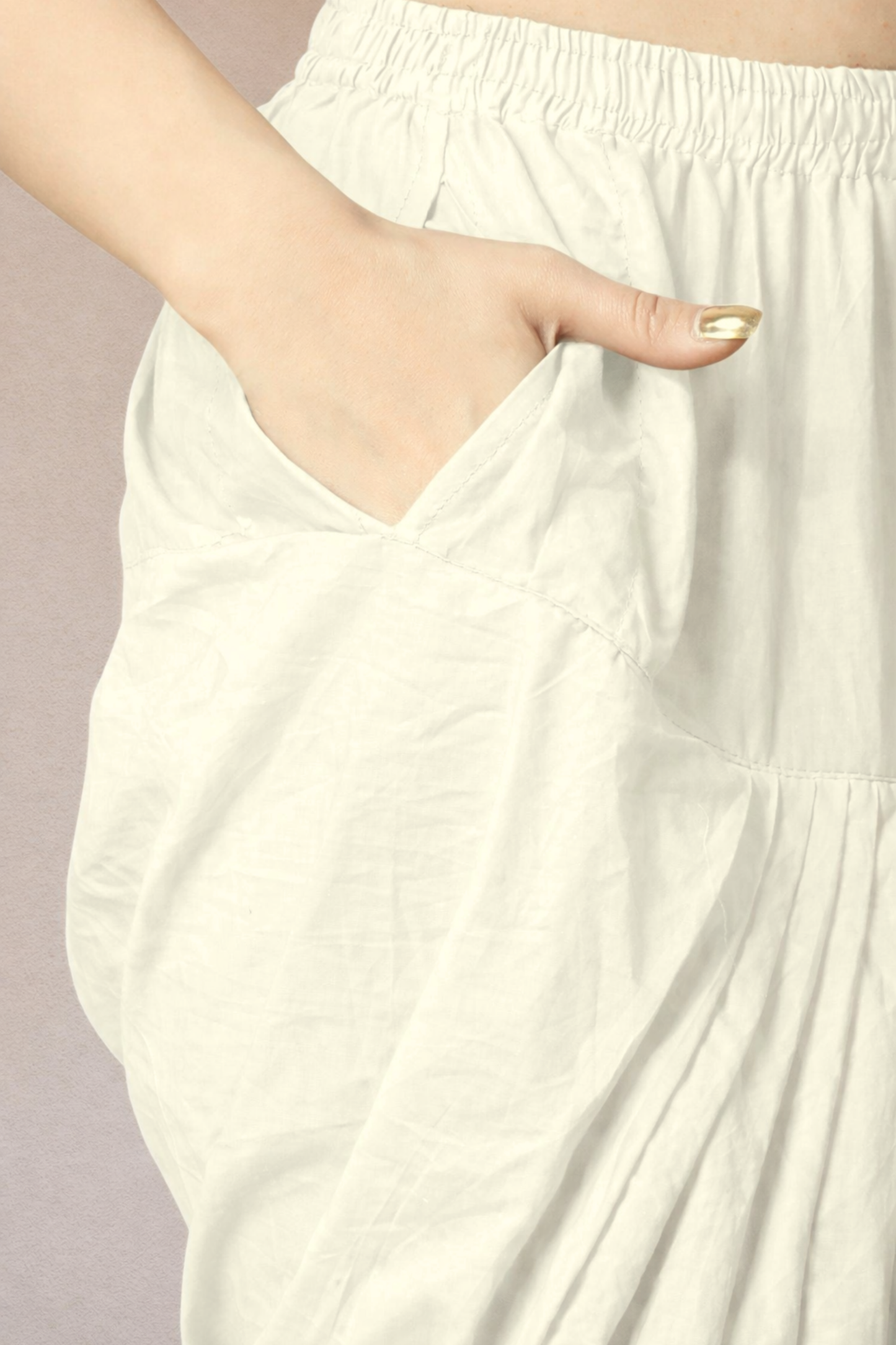 Off White Cotton Patiala Salwar Pants