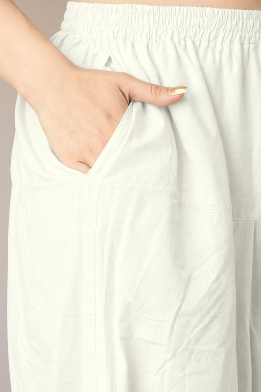 Off White Cotton Straight Salwar