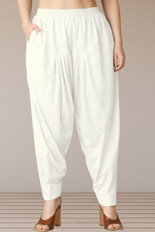 Off White Cotton Straight Salwar