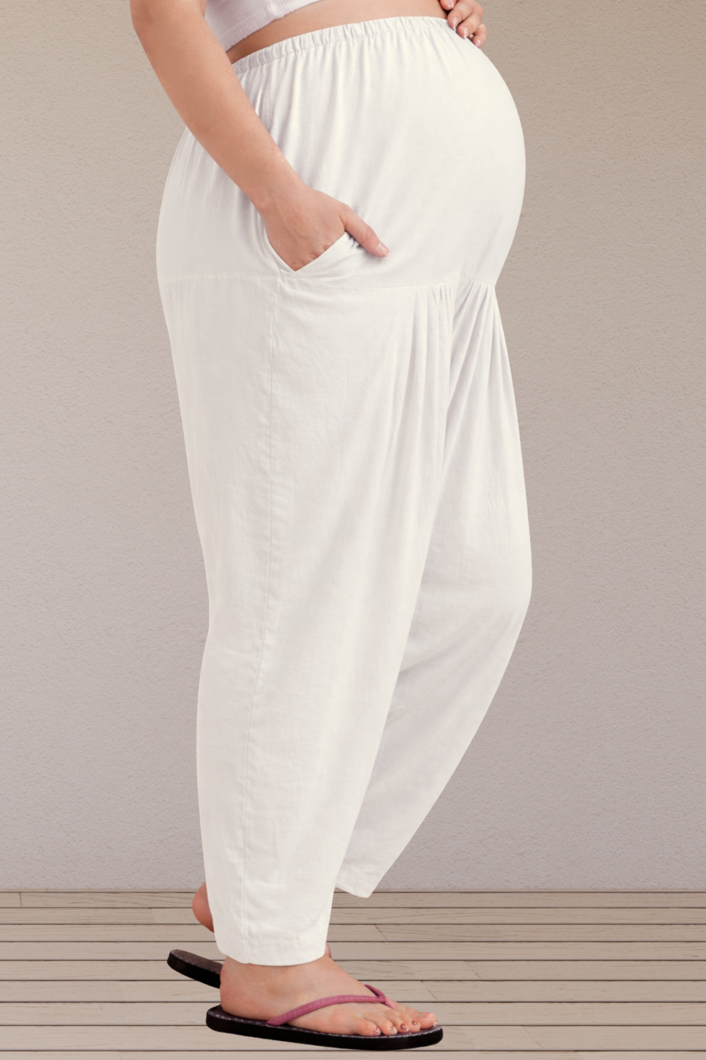 Off White Easy Fit Cotton Maternity Salwar