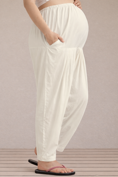 Off White Easy Fit Rayon Maternity Salwar