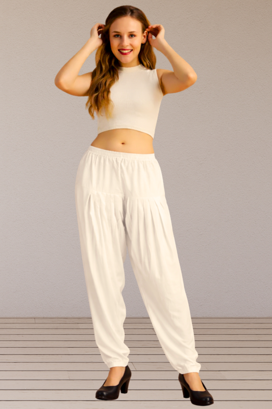 Off White Easy Fit Rayon Salwar