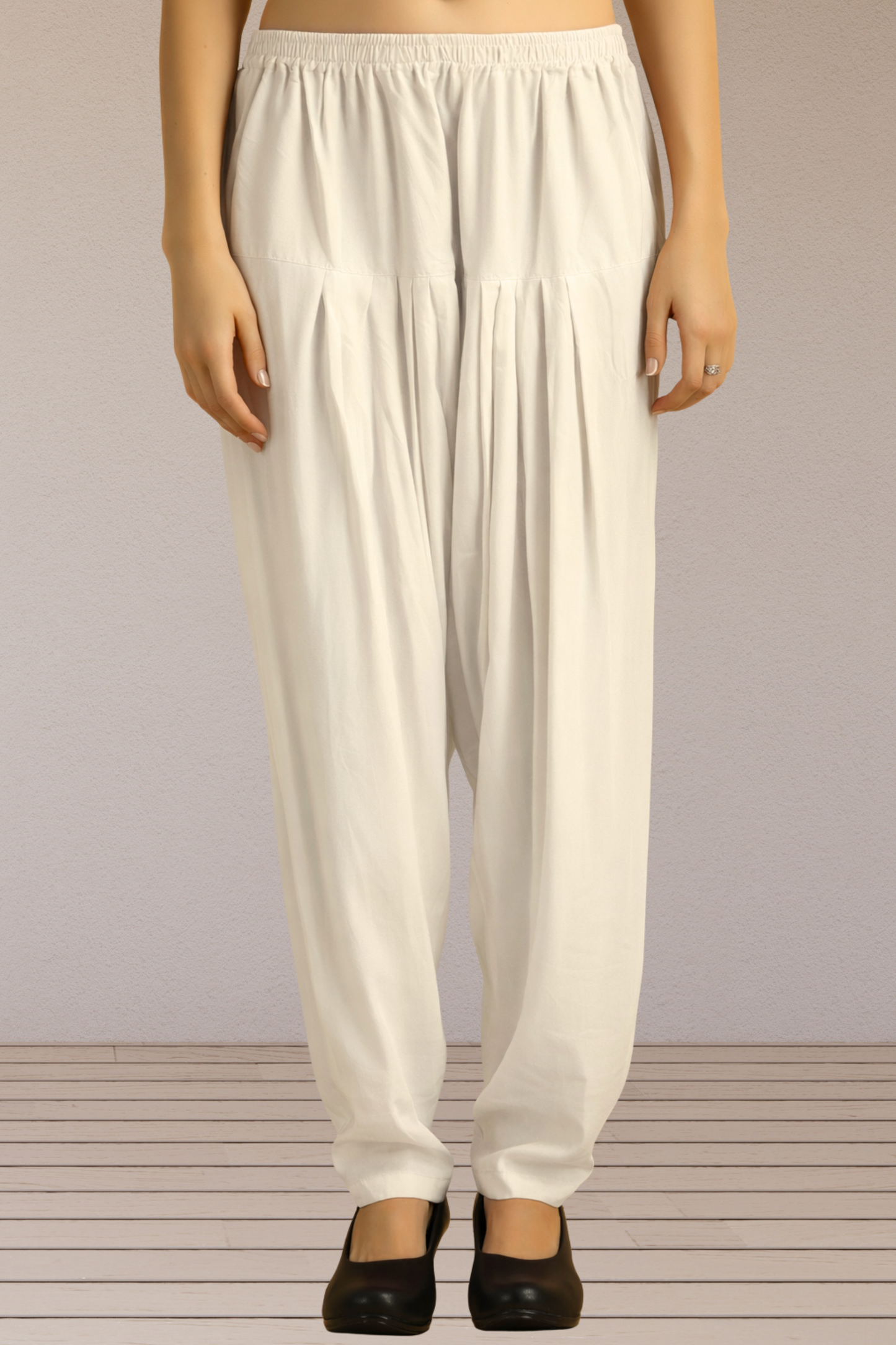 Off White Easy Fit Rayon Salwar