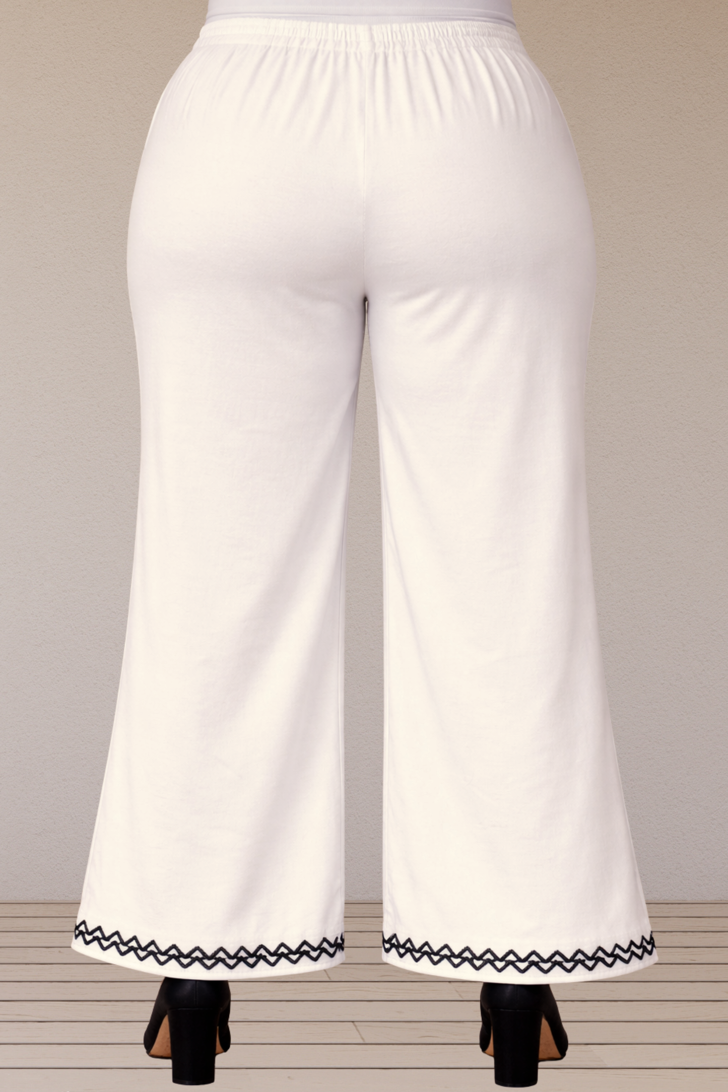 Off White Embellished Cotton Palazzo