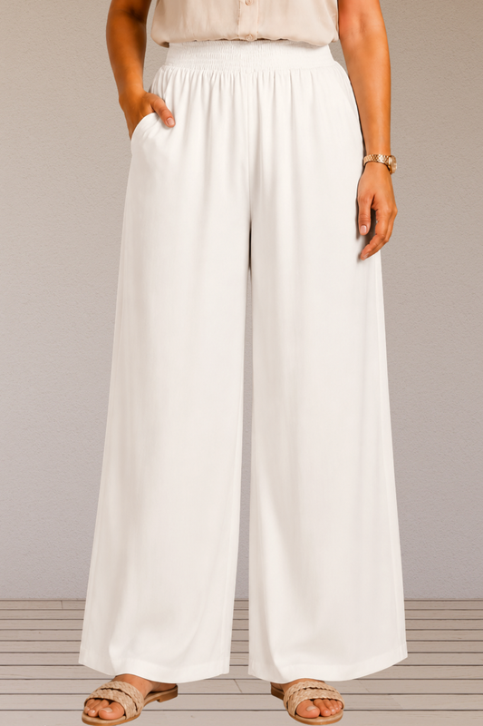 Off White Flared Palazzo Pant