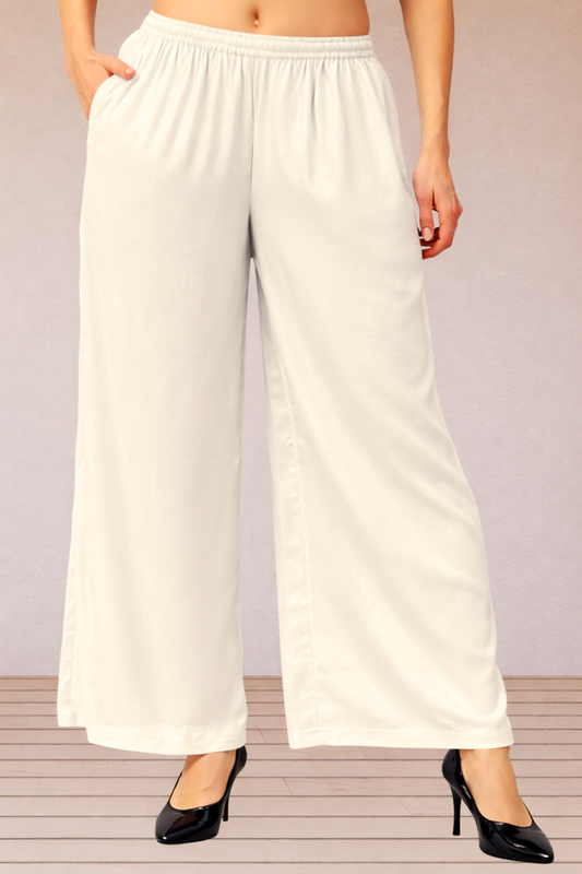 Off White Flared Palazzo Pant