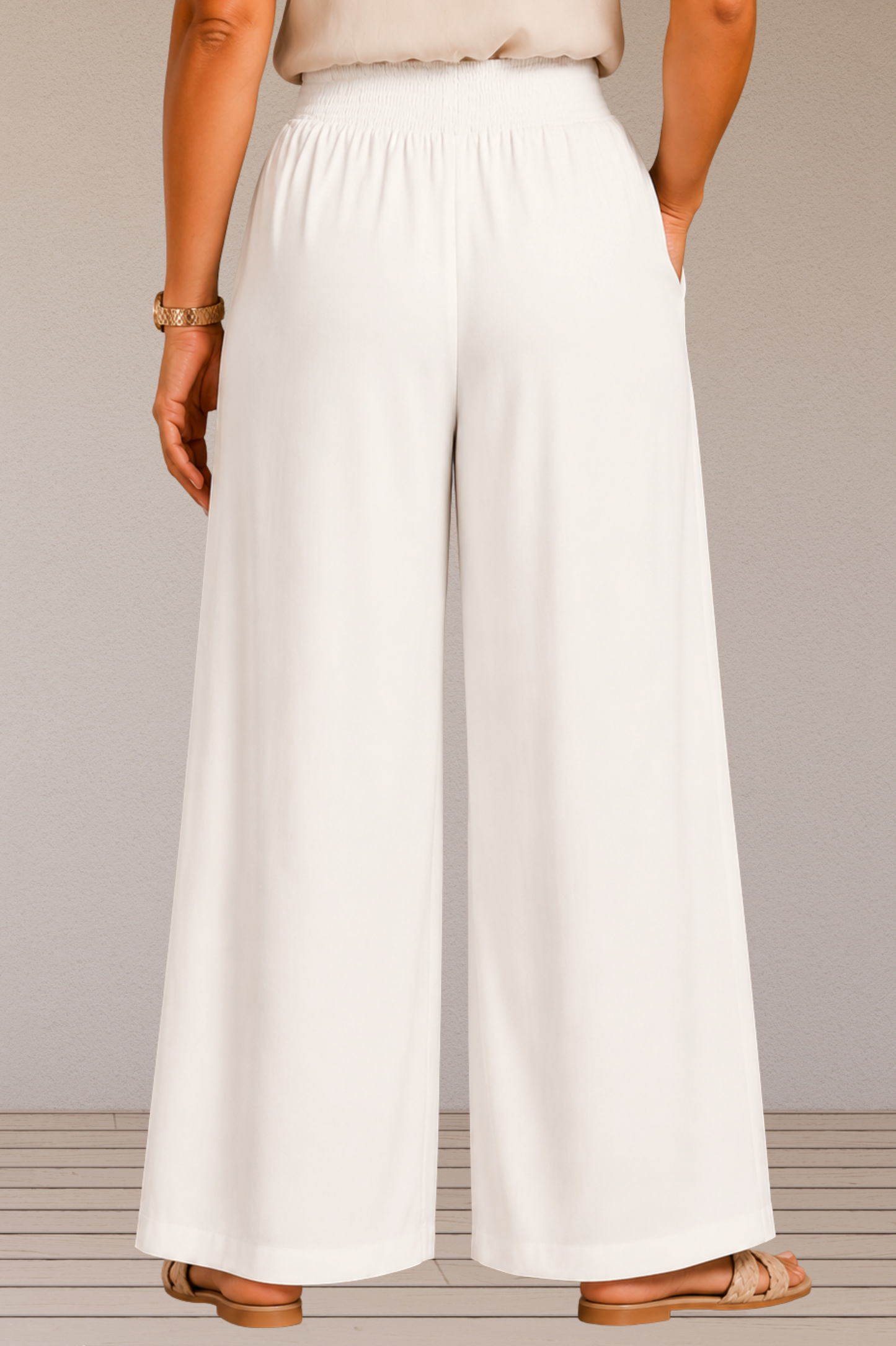 Off White Flared Palazzo Pant