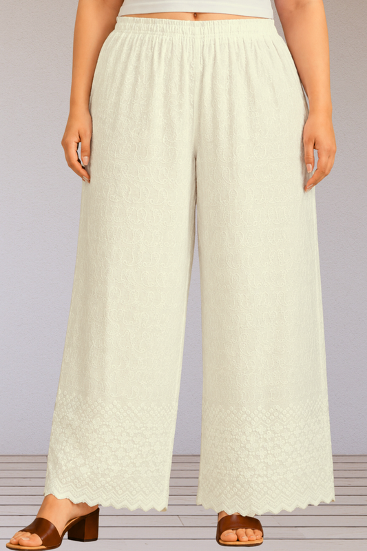 Off White Full Chikankari Palazzo