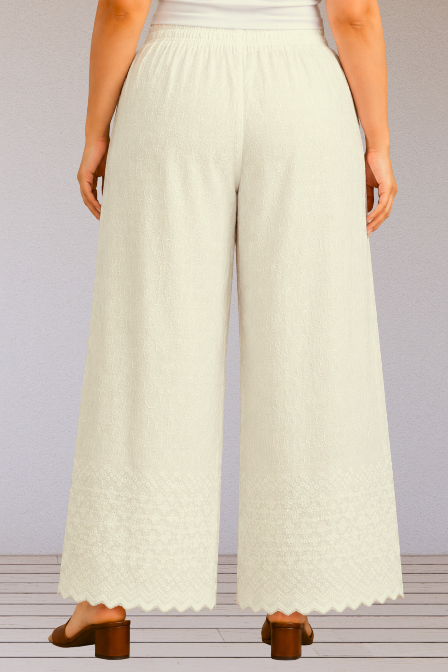 Off White Full Chikankari Palazzo