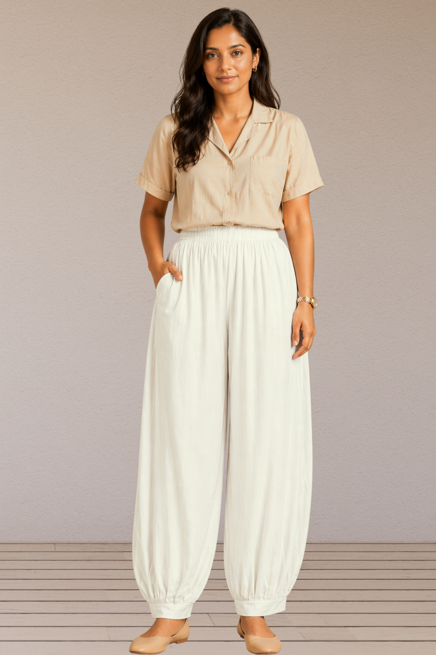 Off White Rayon Afghani Pants