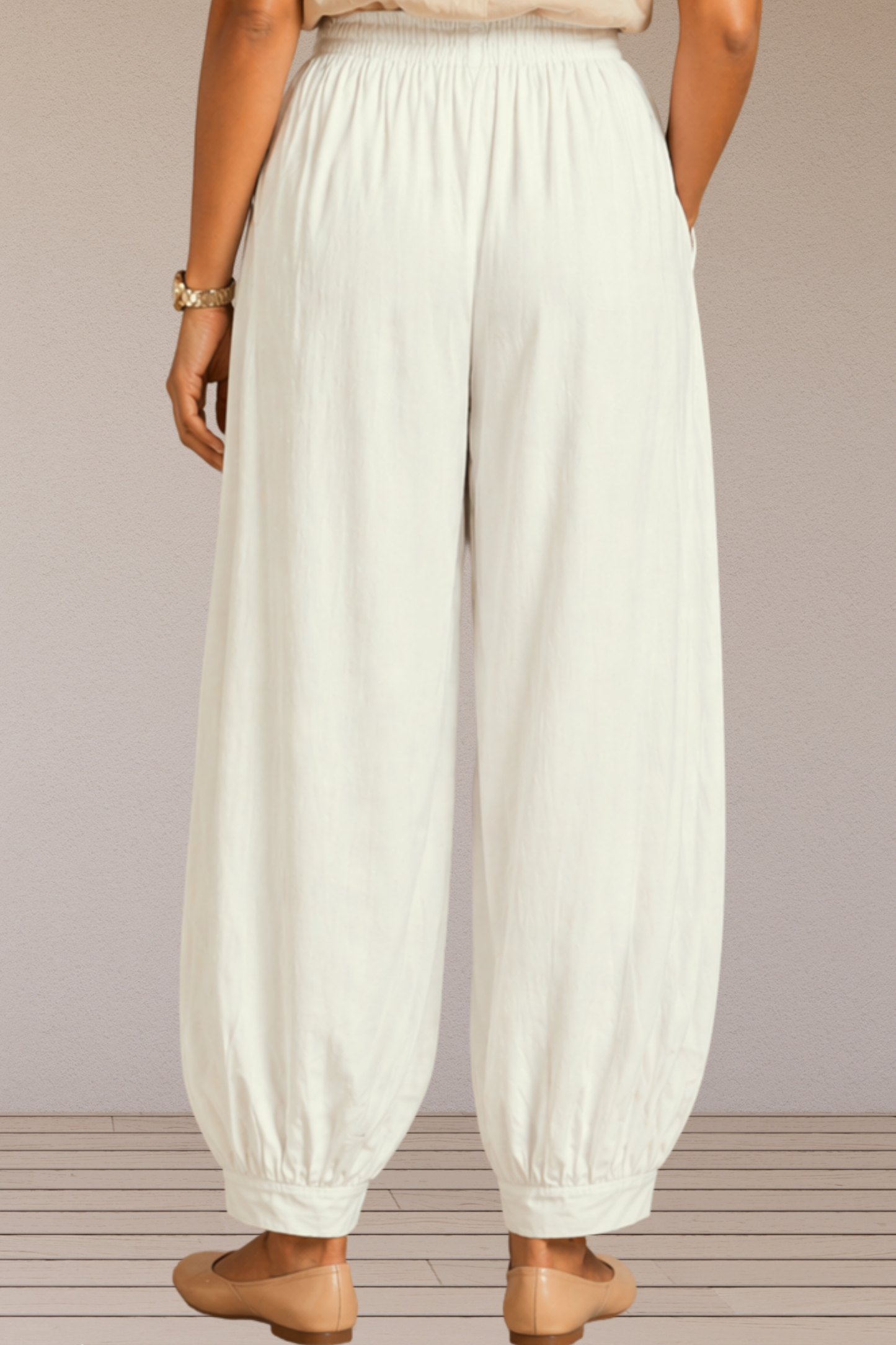 Off White Rayon Afghani Pants