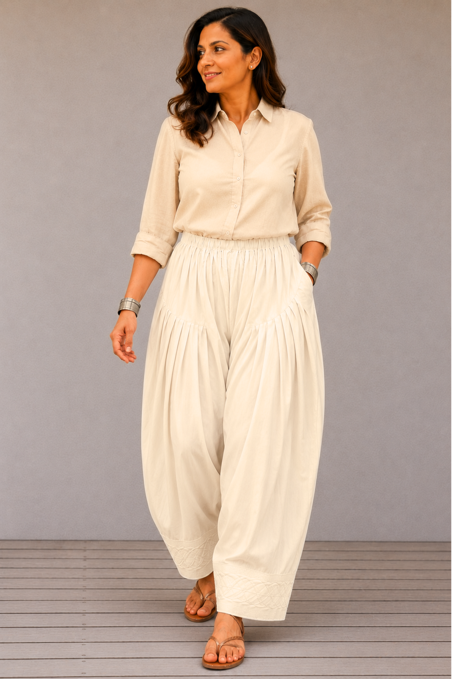 Off White Rayon Farshi Salwar