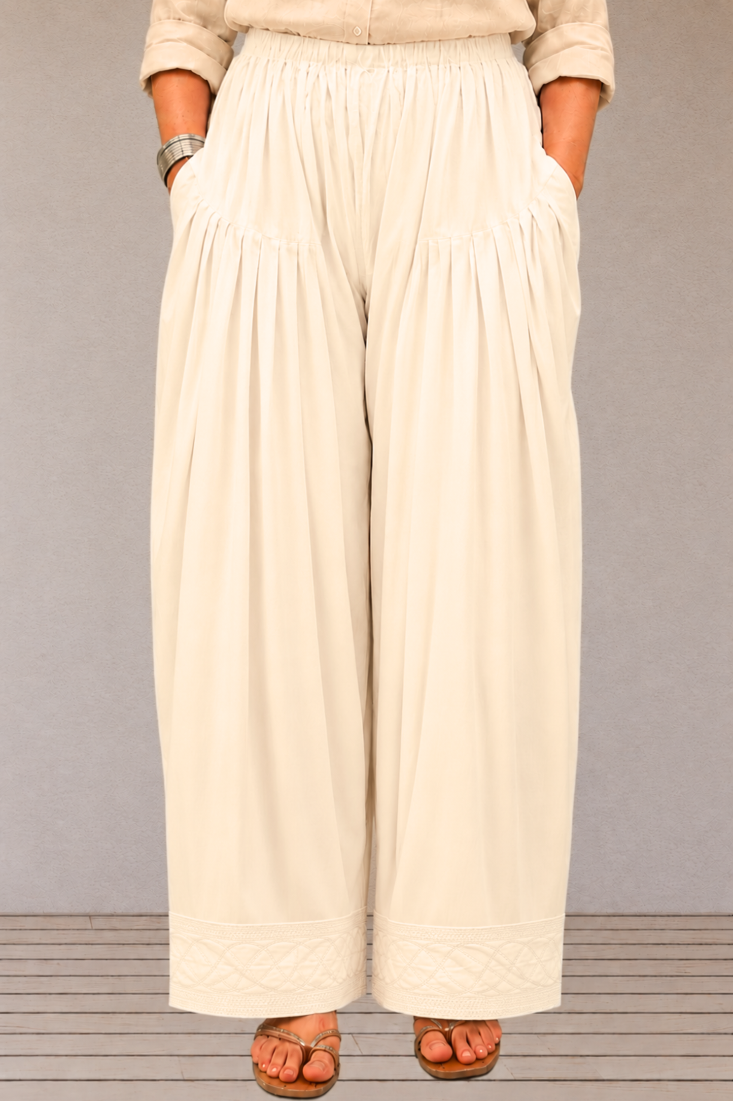 Off White Rayon Farshi Salwar