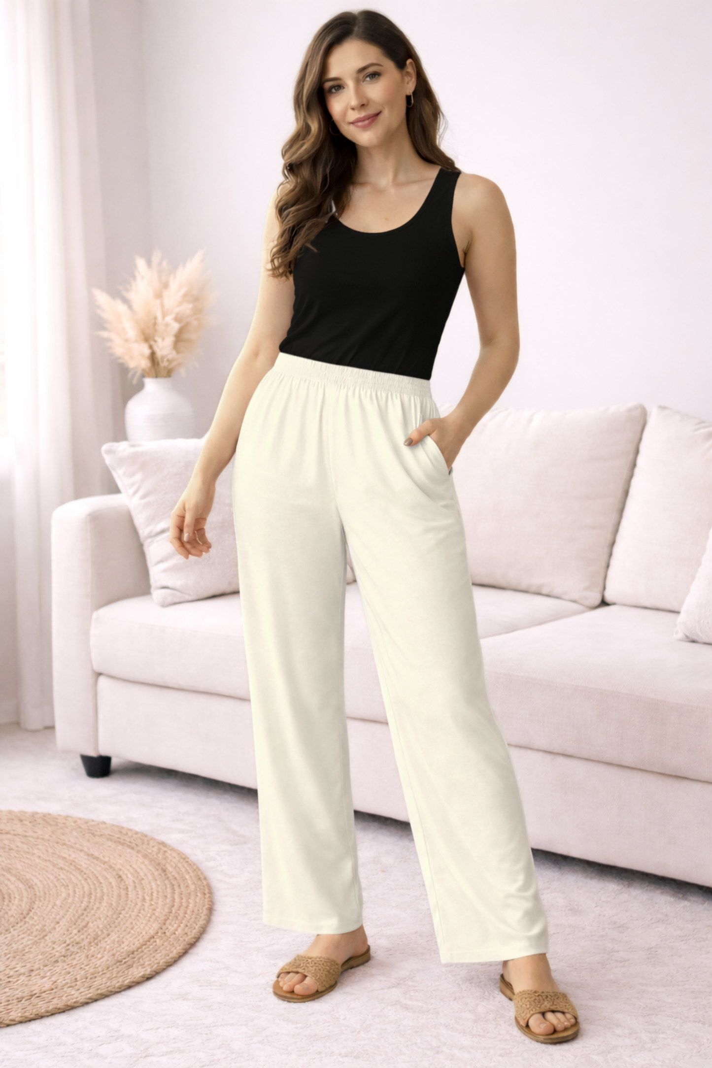 Off White Rayon Kurti Pant