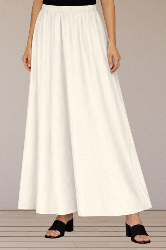 Off White Rayon Long Skirt