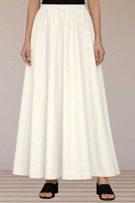 Off White Rayon Long Skirt