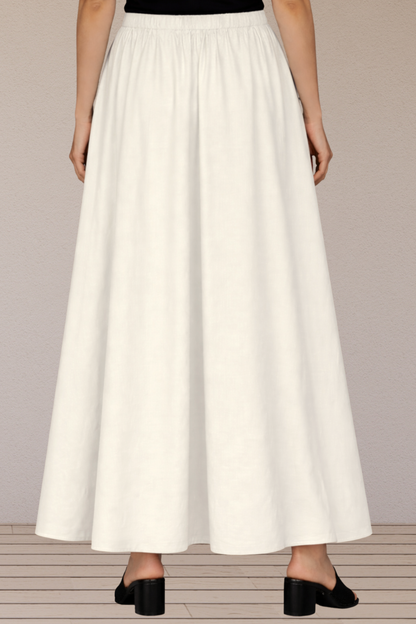Off White Rayon Long Skirt