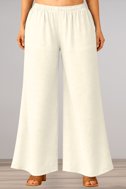 Off White Rayon Loose Palazzo