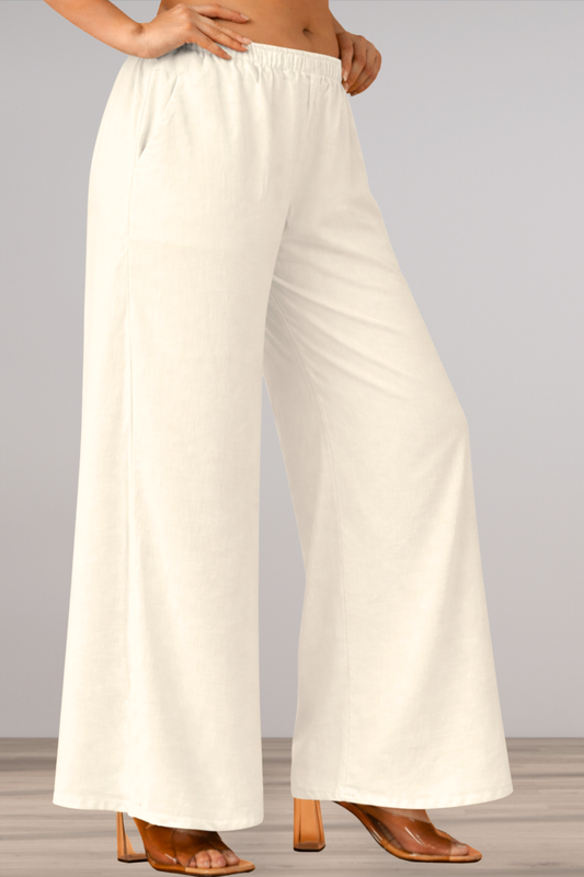 Off White Rayon Loose Palazzo