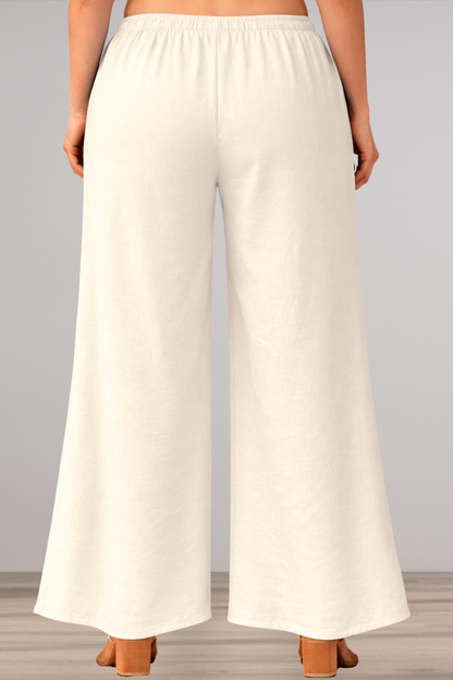 Off White Rayon Loose Palazzo