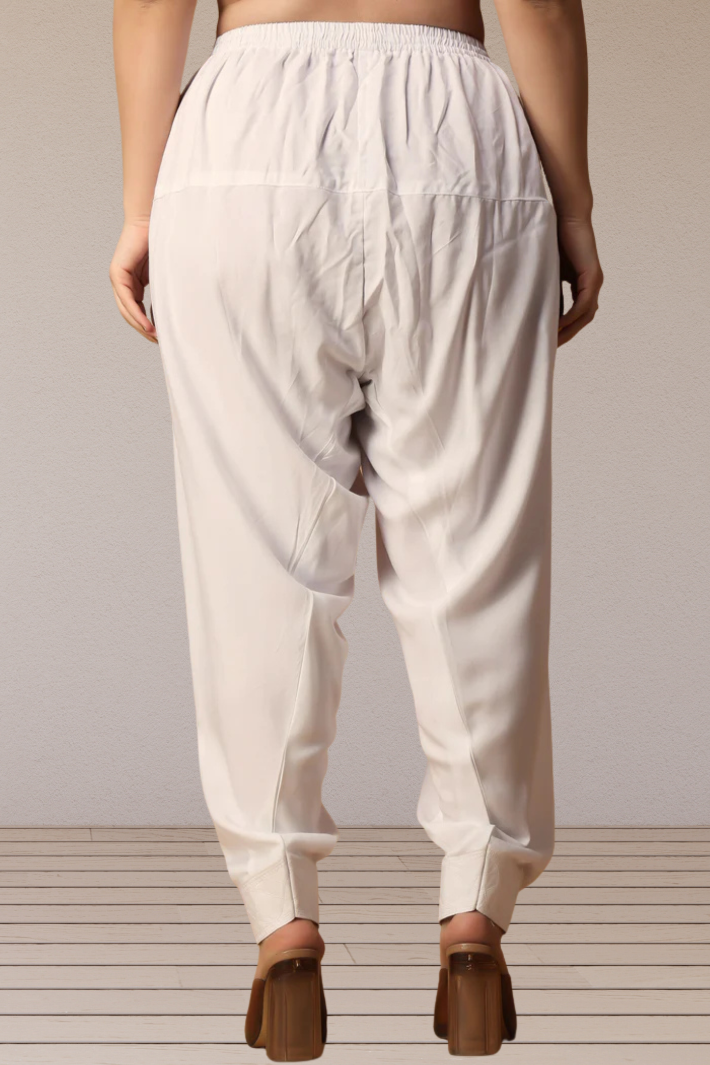 Off White Rayon Pleated Salwar
